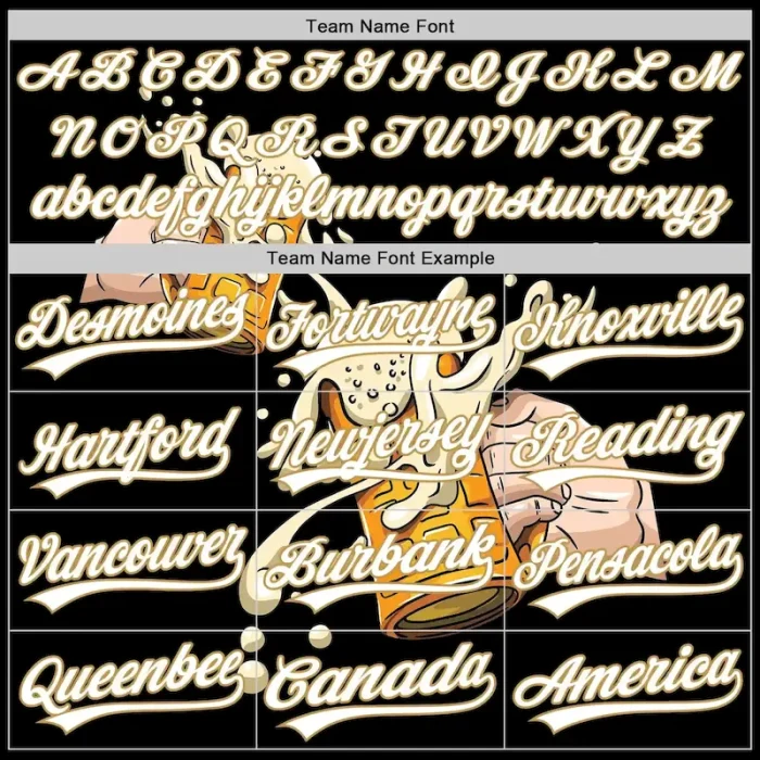 Custom Black White-Old Gold 3D Pattern Design Beer Festival Authentic Baseball Jersey - Image 4