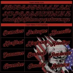 Custom Black Red 3D Skull With American Flag Performance T-Shirt - Image 3