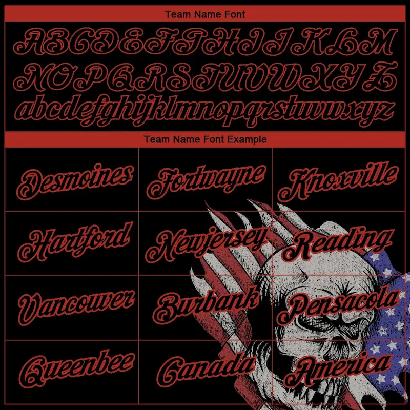 3DPattern3715-2.webp Custom Black Red 3D Skull With American Flag Performance T-Shirt - Image 3