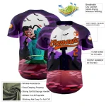 Custom Purple Orange-Black 3D Halloween Authentic Baseball Jersey - Image 3