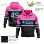 Custom Stitched Black Light Blue-Pink Line Sports Pullover Sweatshirt Hoodie - Image 2