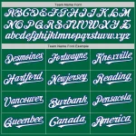 Custom Kelly Green White-Royal 3 Colors Arm Shapes Authentic Baseball Jersey - Image 5