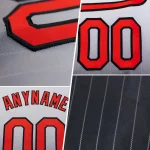 Custom Light Blue Pinstripe Orange-Black Authentic Fade Fashion Baseball Jersey - Image 2