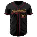 Custom Black Old Gold-Crimson Authentic Fade Fashion Baseball Jersey - Image 2