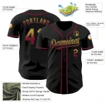Custom Black Old Gold-Crimson Authentic Fade Fashion Baseball Jersey - Image 3