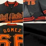Custom Black Purple-Gold Bomber Varsity Letterman Zipper Jacket - Image 2
