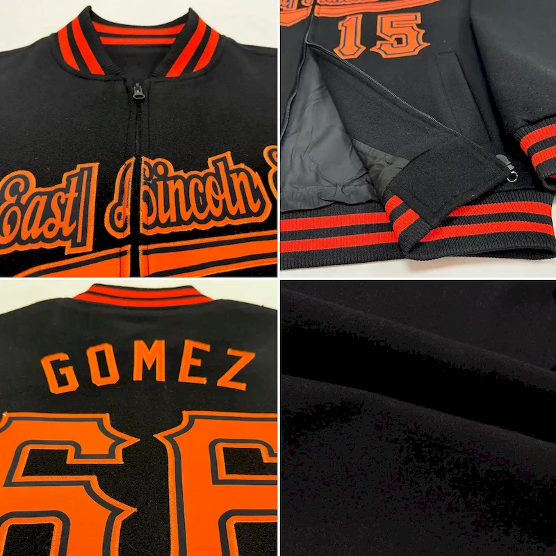 Jacket3862-3.webp Custom Black Purple-Gold Bomber Varsity Letterman Zipper Jacket - Image 2