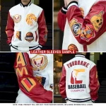 Custom Crimson Gray-Black Bomber Full-Snap Varsity Letterman Two Tone Jacket - Image 2