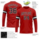 Custom Red Black-White Long Sleeve Performance T-Shirt - Image 3