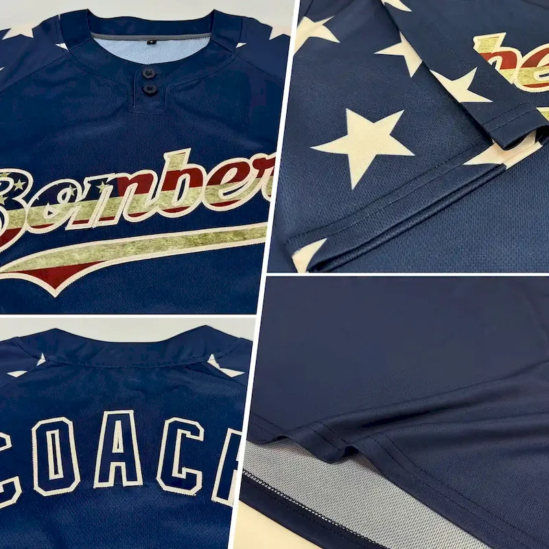 MZ23053011.webp Custom Navy Vintage USA Flag-Cream 3D American Flag Fashion Two-Button Unisex Softball Jersey - Image 2