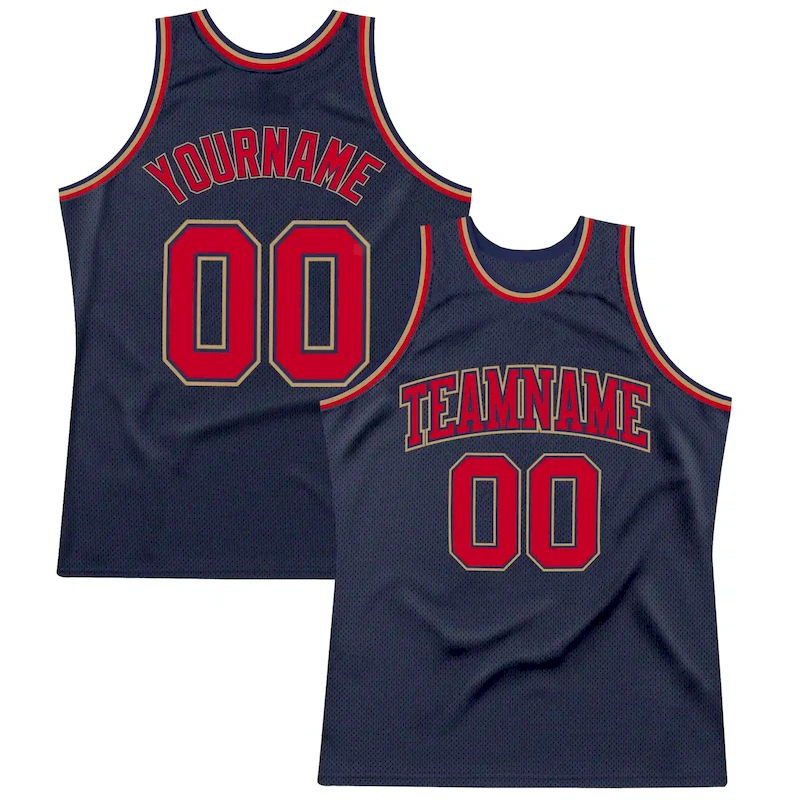 Navy0424.webp Custom Navy Red-Old Gold Authentic Throwback Basketball Jersey - Image 1