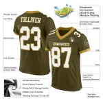 Custom Olive White-Old Gold Mesh Authentic Salute To Service Football Jersey - Image 2