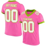 Custom Pink White-Neon Green Mesh Authentic Football Jersey