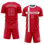 Custom Red Red-White Sublimation Danish Flag Soccer Uniform Jersey - Image 2