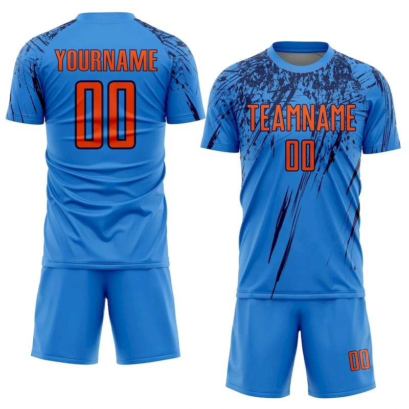 Soccer0857-1.webp Custom Powder Blue Orange-Navy Sublimation Soccer Uniform Jersey - Image 2
