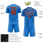 Custom Powder Blue Orange-Navy Sublimation Soccer Uniform Jersey - Image 3