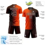 Custom Brown Orange-White Gradient Line Sublimation Soccer Uniform Jersey - Image 4