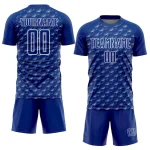 Custom Royal White Geometric Shape Sublimation Soccer Uniform Jersey - Image 2