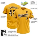 Custom Gold Brown-White Two-Button Unisex Softball Jersey - Image 3
