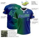 Custom Royal Kelly Green-Gray Gradient Fashion Two-Button Unisex Softball Jersey - Image 3