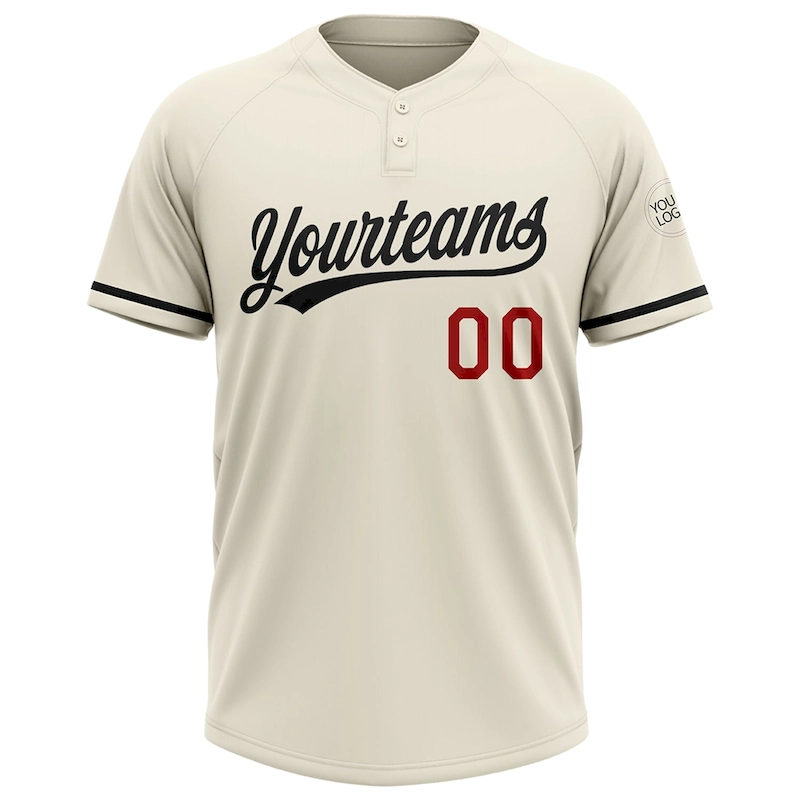 Softball1657-1.webp Custom Cream Red-Black Two-Button Unisex Softball Jersey - Image 2