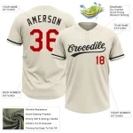 Custom Cream Red-Black Two-Button Unisex Softball Jersey - Image 3