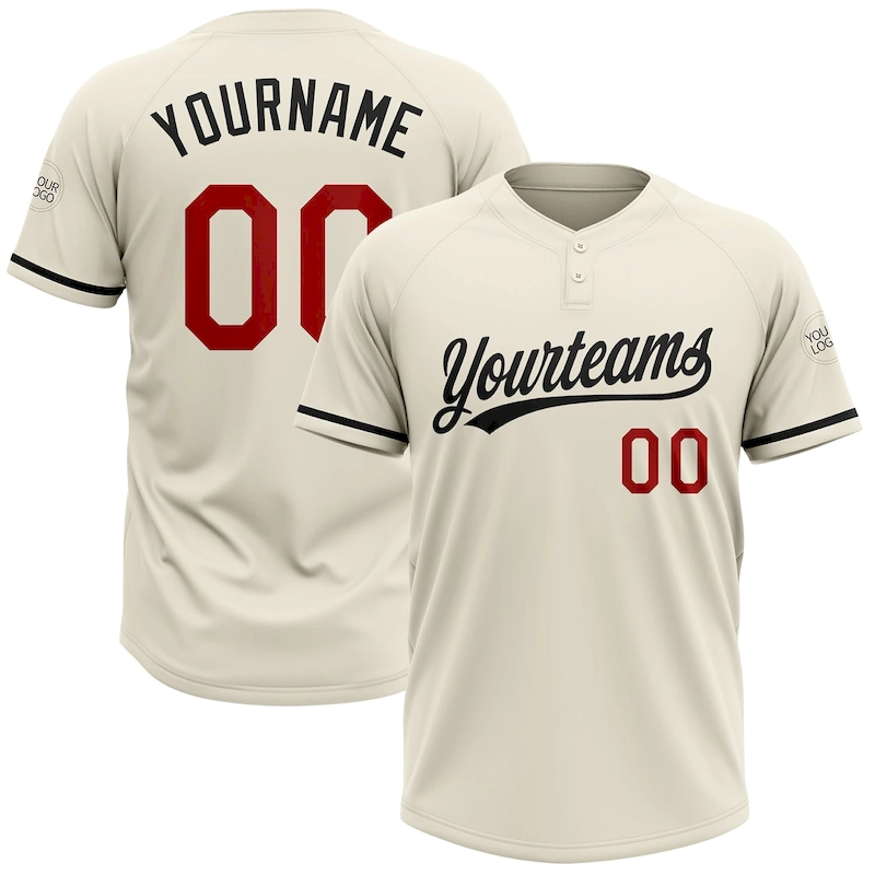 Softball1657.webp Custom Cream Red-Black Two-Button Unisex Softball Jersey - Image 1