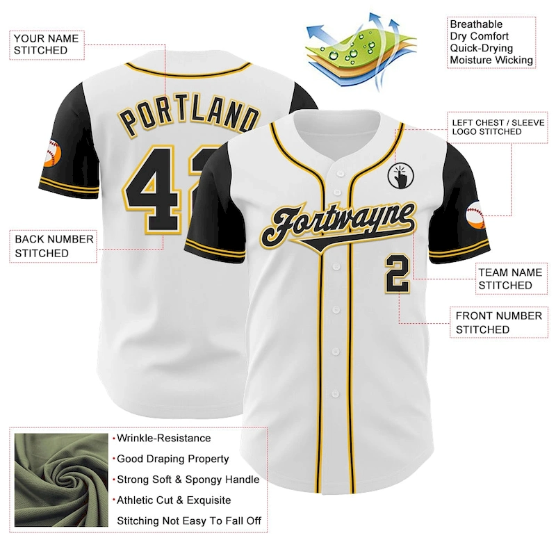 TwoTone0050-2.webp Custom White Black-Gold Authentic Two Tone Baseball Jersey - Image 3