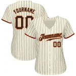 Custom Cream Black Pinstripe Black-Orange Authentic Baseball Jersey - Image 2