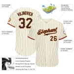 Custom Cream Black Pinstripe Black-Orange Authentic Baseball Jersey - Image 3