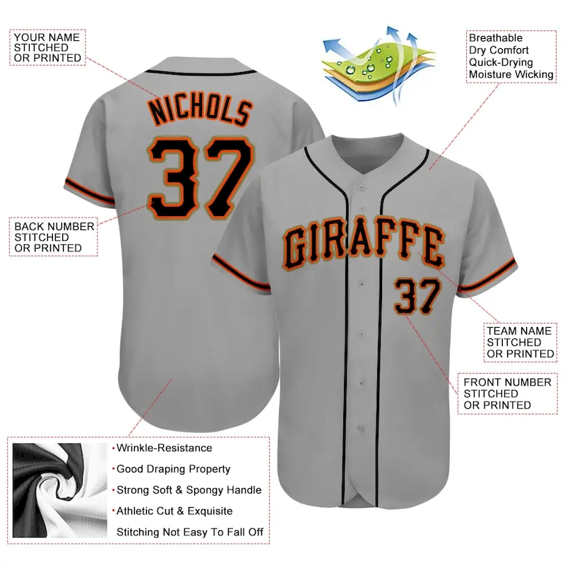 gray_0081-2.webp Custom Gray Black-Orange Authentic Baseball Jersey - Image 3