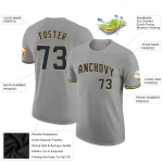Custom Gray Navy-Gold Performance T-Shirt - Image 2