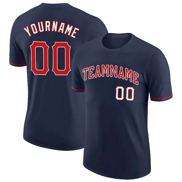 Custom Navy Red-White Performance T-Shirt - Image 1